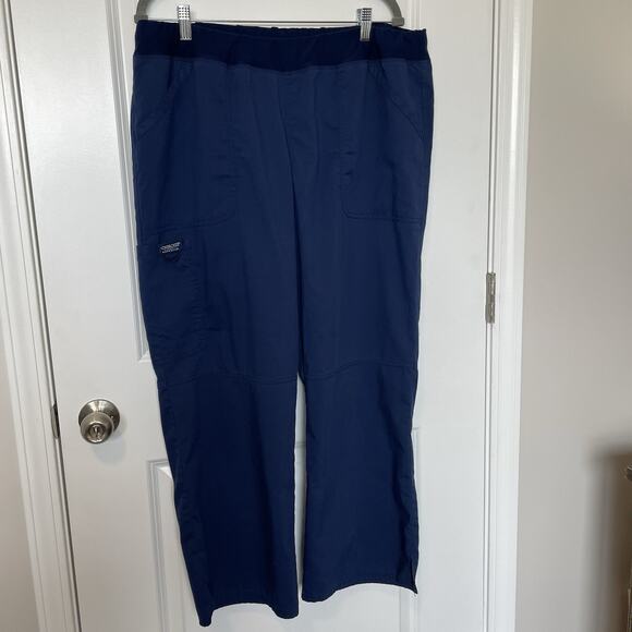 Cherokee Scrubs REVOLUTION Women's XL Petite Classic Fit Mid Rise Pants Navy - Picture 1 of 6